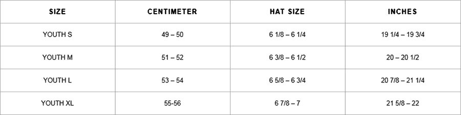 HJC Helmets® - Youth Size Chart