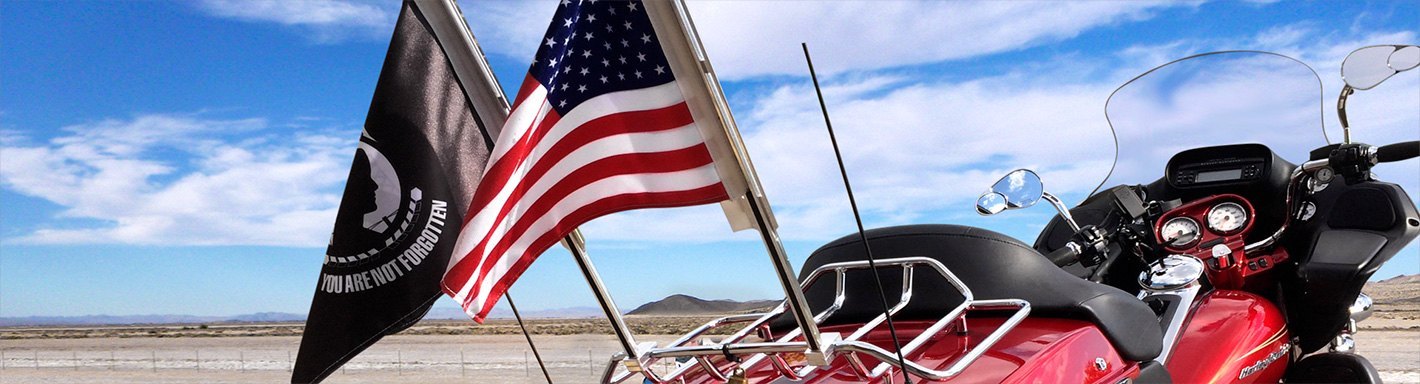Motorcycle American USA Flag Flagpole Luggage Rack Mount For Harley US Seller